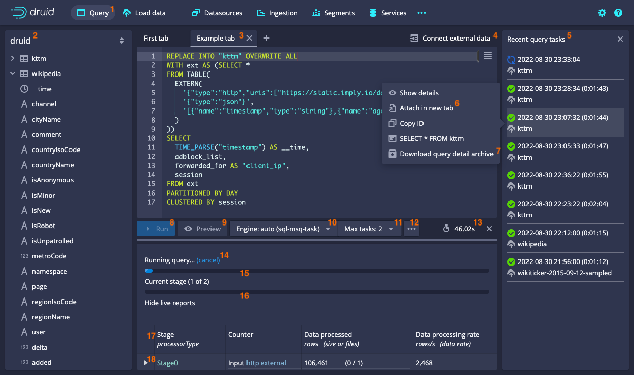 Annotated multi-stage Query view